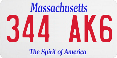 MA license plate 344AK6