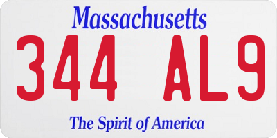 MA license plate 344AL9