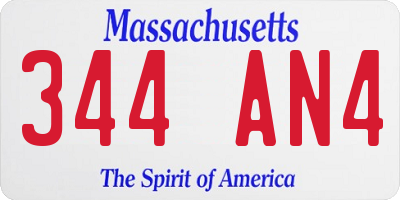 MA license plate 344AN4
