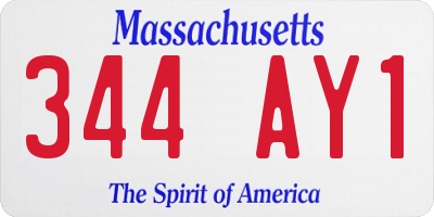 MA license plate 344AY1