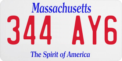 MA license plate 344AY6