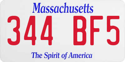 MA license plate 344BF5