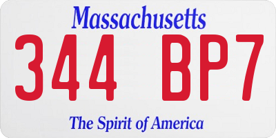 MA license plate 344BP7