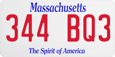 MA license plate 344BQ3