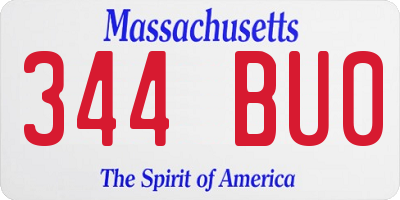 MA license plate 344BU0