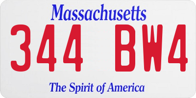 MA license plate 344BW4