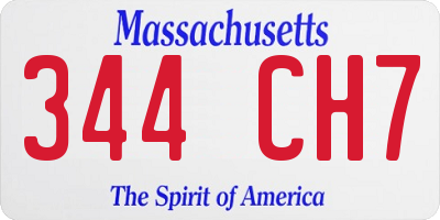 MA license plate 344CH7