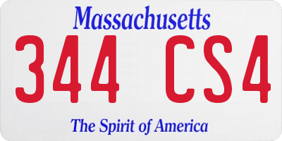 MA license plate 344CS4