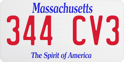 MA license plate 344CV3