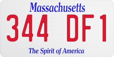 MA license plate 344DF1