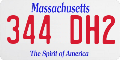 MA license plate 344DH2