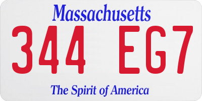 MA license plate 344EG7