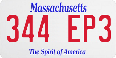 MA license plate 344EP3
