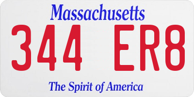 MA license plate 344ER8
