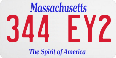 MA license plate 344EY2