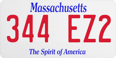 MA license plate 344EZ2