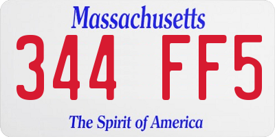 MA license plate 344FF5