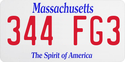 MA license plate 344FG3
