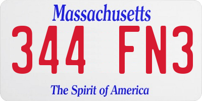 MA license plate 344FN3