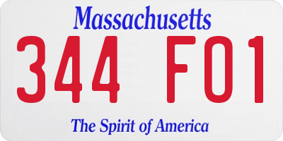 MA license plate 344FO1