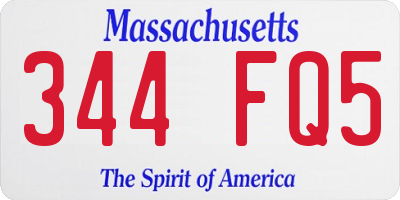 MA license plate 344FQ5