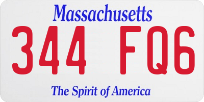 MA license plate 344FQ6
