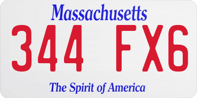 MA license plate 344FX6