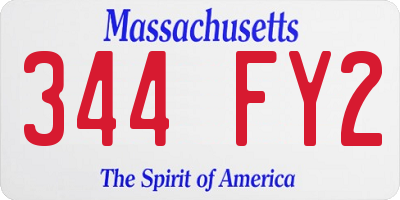 MA license plate 344FY2