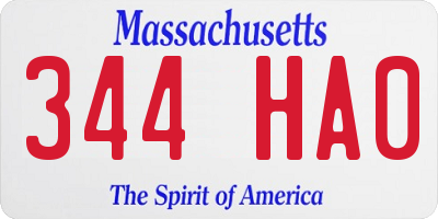 MA license plate 344HA0