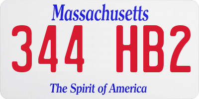 MA license plate 344HB2