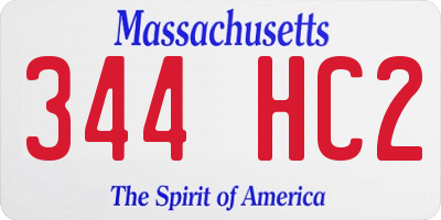 MA license plate 344HC2