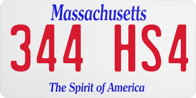 MA license plate 344HS4