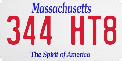 MA license plate 344HT8