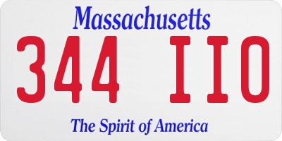 MA license plate 344II0