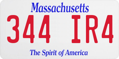 MA license plate 344IR4