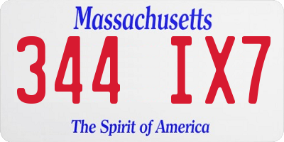 MA license plate 344IX7