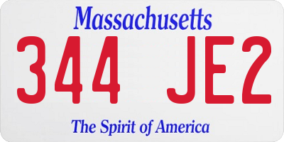 MA license plate 344JE2