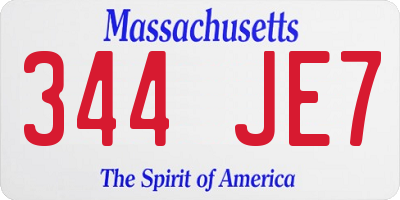 MA license plate 344JE7