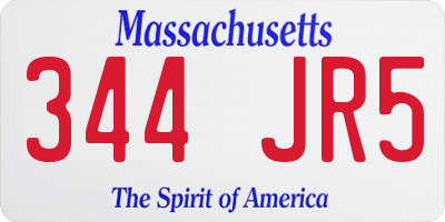 MA license plate 344JR5