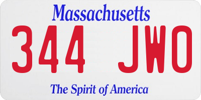 MA license plate 344JW0