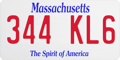 MA license plate 344KL6