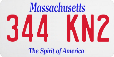 MA license plate 344KN2