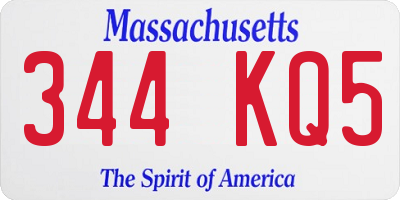 MA license plate 344KQ5