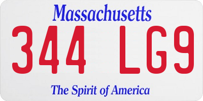 MA license plate 344LG9