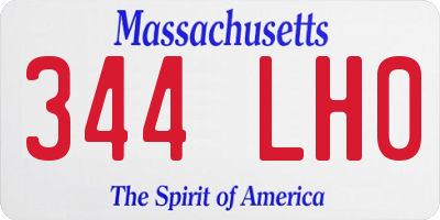 MA license plate 344LH0