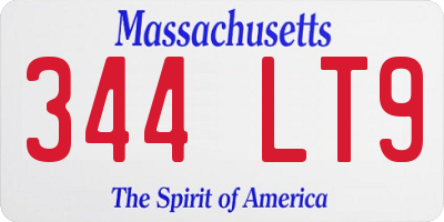 MA license plate 344LT9