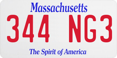 MA license plate 344NG3