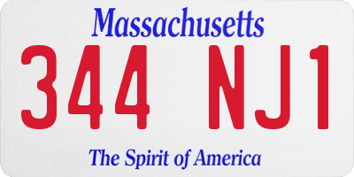 MA license plate 344NJ1