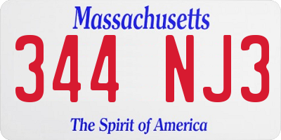 MA license plate 344NJ3