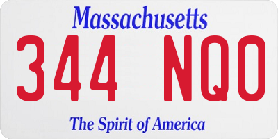 MA license plate 344NQ0